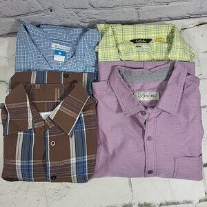 Mens Shirts Button Front Short Sleeve Size L Lot Of 4 Chest Pocket Spring Casual